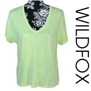Wildfox | Shadow Lime Chrissy V-Neck Tee